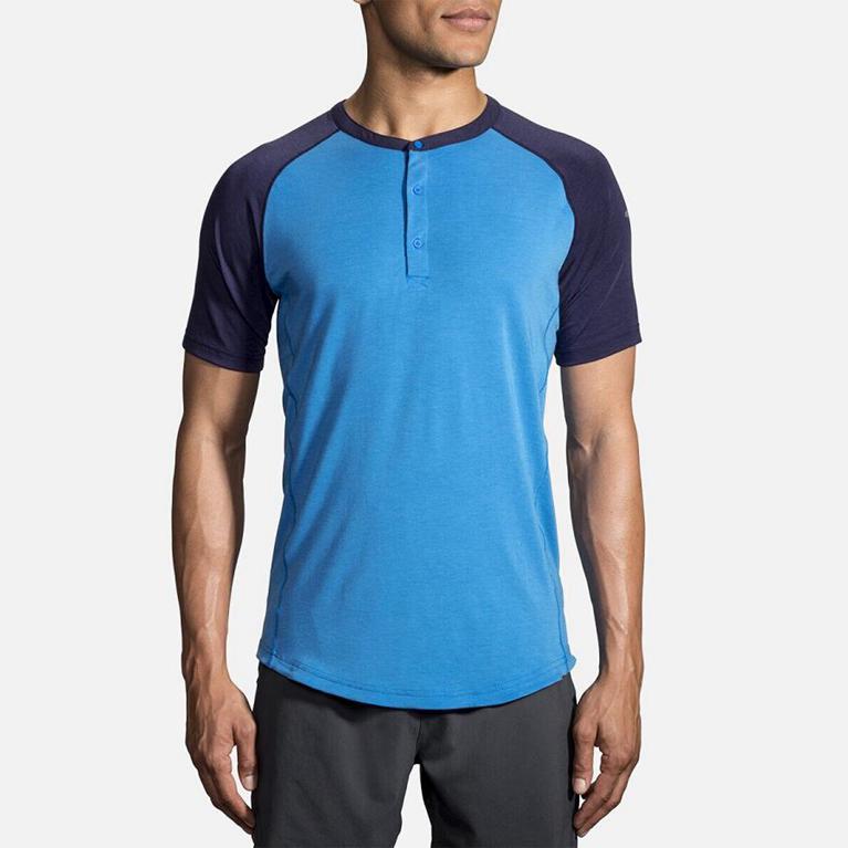 Brooks Cadence Men's Short Sleeve Running Shirt - Blue (71352-AXRG)